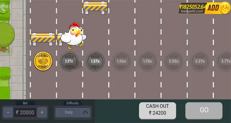 Chicken Road collectible characters screenshot from within Teen Patti Master app